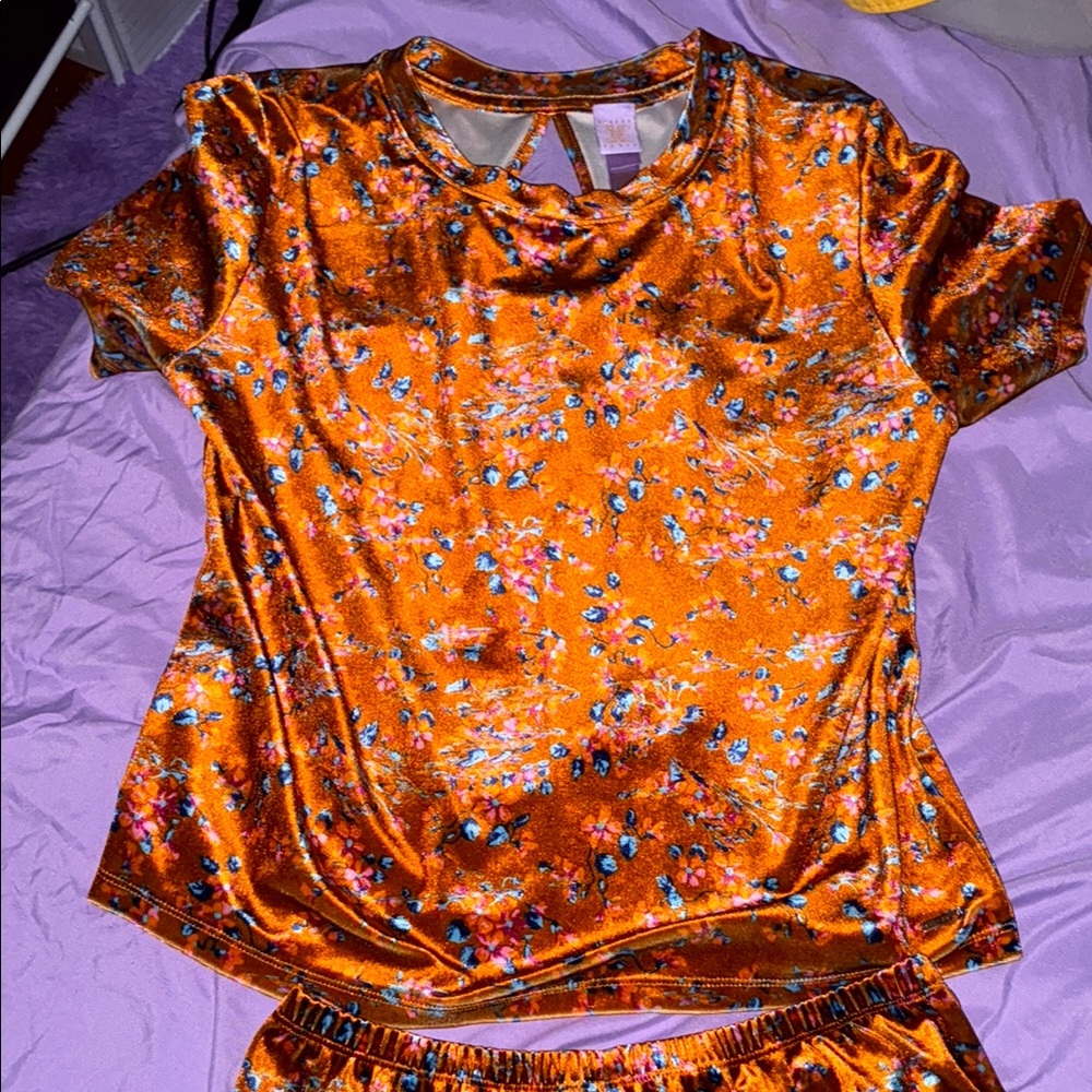 Fenty orange floral print pajamas